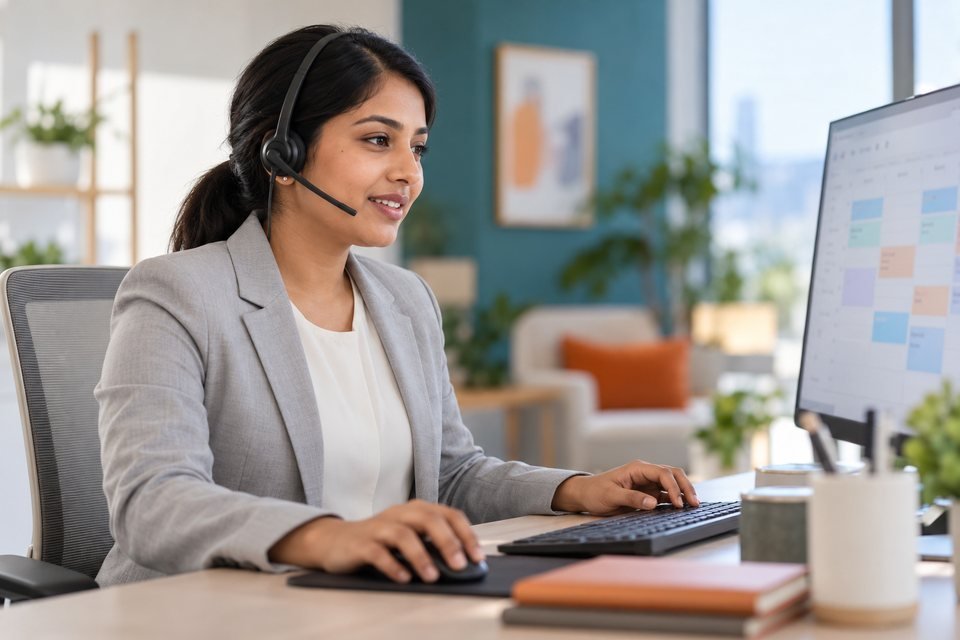 Medical receptionist scheduling patient appointments